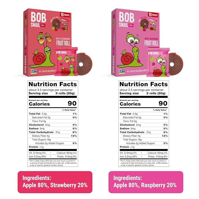 Bob Snail Exotic Mix Fruit Roll Ups – Healthy Sweets, Real Dried Fruits Snacks, No Added Sugar, Vegan, Nut Free, Candy for Adults and Kids – Flavour 50 pcs, 500g (SStrawberry & Raspberry)