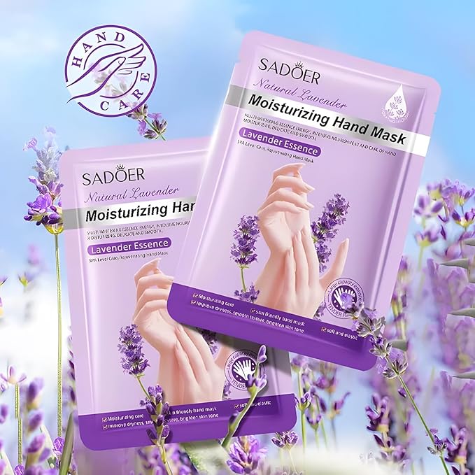 Chicwe 6 Pairs of Hand Masks Moisturizing Glove, Hydrating Hand Masks for Dry Peeling Hands, Exfoliating Collagen Gloves for Smooth Hands (Lavender)