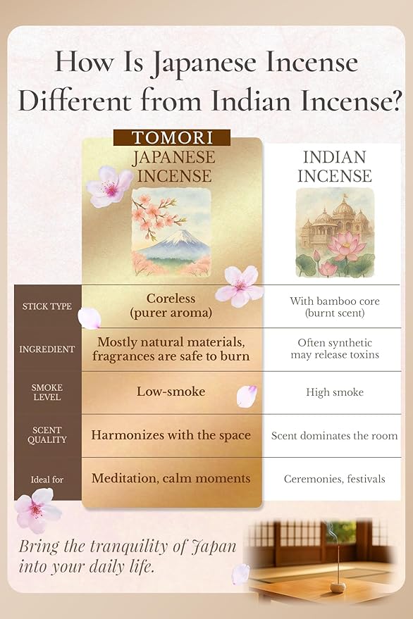 Luxury Japanese Incense Sticks 60sticks Pure Lily Bergamot Vanilla Jasmine Coreless Low Smoke Natural Charcoal Free Non Toxic Aromatherapy Meditation Calming Stress Relief Relaxation Yoga TOMORI