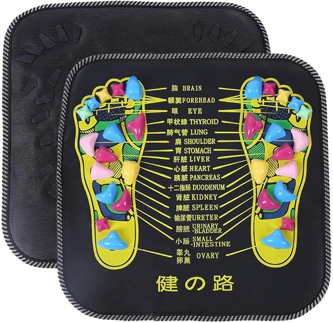 Foot Massage Mat,Acupressure Foot Mats,Reflexology Walk Stone Stone Road Foot Massage Black for Pain Relief