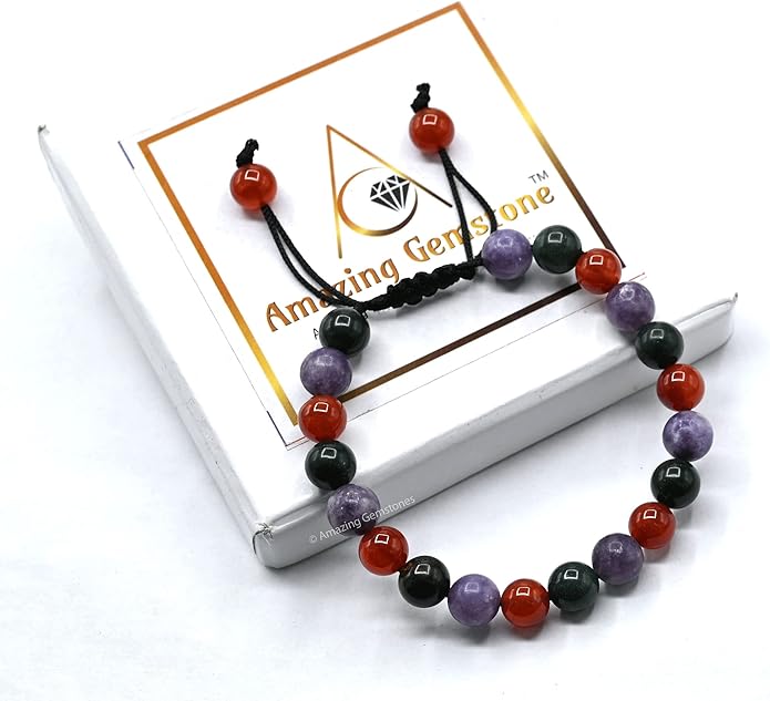 Natural Healing Crystal Bracelet for Women - Mens Bracelet Energy Balancing Gemstones Set - Adjustable Stone Bead Bracelet for Men and Women - Chakra Crystal Therapy Accessory, Meditation