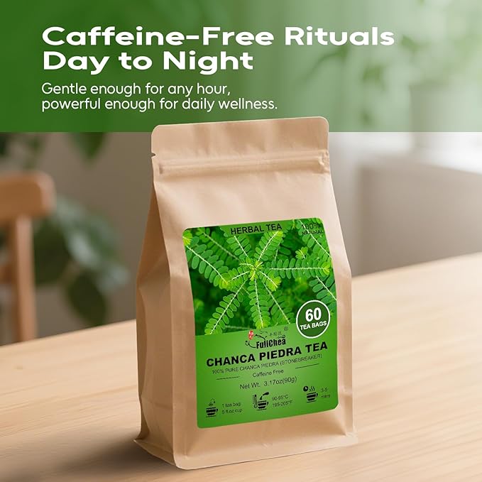 FullChea - Chanca Piedra Tea, 60 Teabags - Premium Chanca Piedra Leaves - Natural Stone Breaker Herbal Tea - Non-GMO - Caffeine-Free - Support Kidney Health