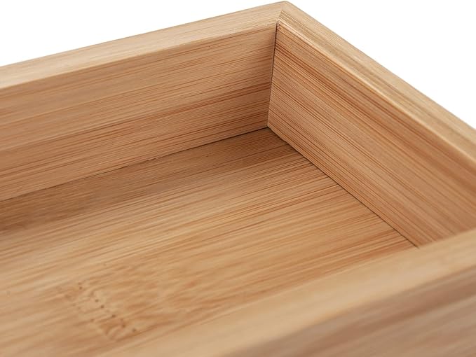 Bamboo Bathroom Tray, Bathroom Vanity Tray, Bathroom Trays for Counter, Toilet Tank Tray, Toilet Basket for Organizing (11.8 x 4.5 x 1.6 inch)