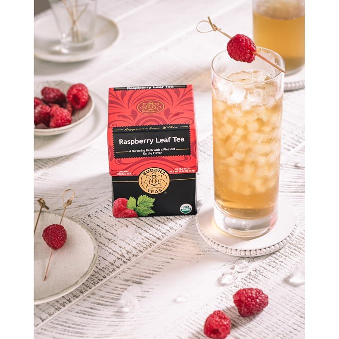 Buddha Teas - Organic Raspberry Leaf Tea - Herbal Tea - For Health & Wellbeing - With Vitamins, Antioxidants & Calcium - Clean Ingredients - Caffeine Free - OU Kosher - 18 Tea Bags (Pack of 1)