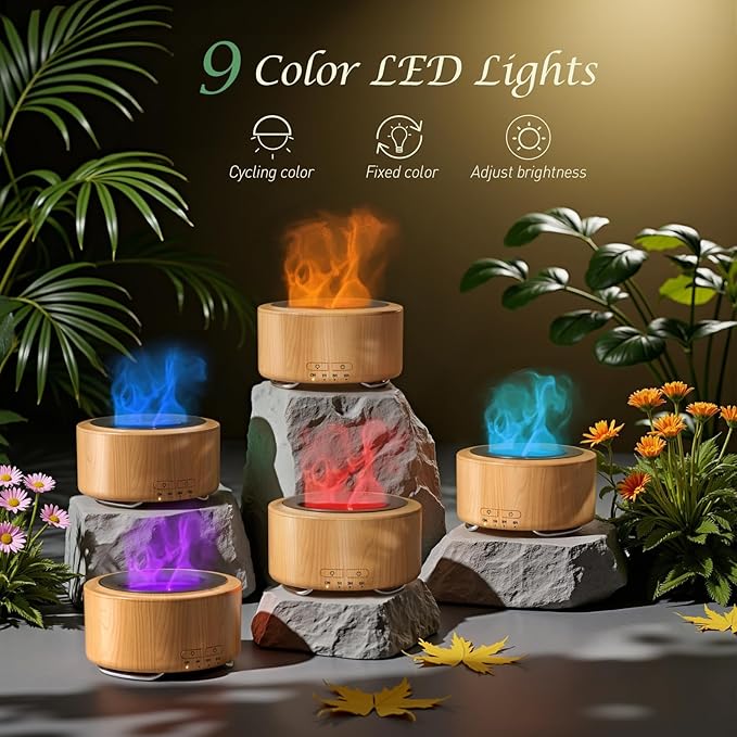 Essential Oil Diffuser for Home: 500ML Aroma Diffuser for Hotel Office Yoga Room - Humidifier with 9 Colors LED Night Light for Kids/Women Home Relaxation - Dark Yellow