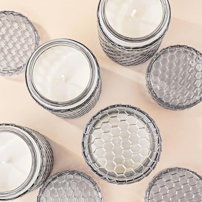 6 Pack Scented Candles for Home, Aromatherapy Gift Set for Women, Natural Soy Wax Jar, 33 oz 240 Hour Long Lasting, Birthday and Valentine's Day Gift, Flax Gray