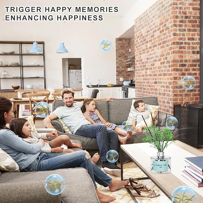 L'odeur Vill Reed Diffuser Set, 6.7 oz(200ml) Vanilla Scented Diffuser with 6 Oil Diffuser Sticks, Home Fragrance Essential Oil Reed Diffuser for Home Large Rooms Bathroom Shelf Decor