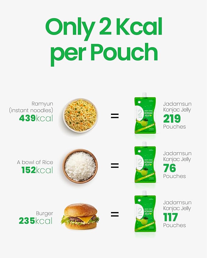 Jadamsun Konjac Jelly (Apple, 20 pcs) - Lowest Calorie Healthy Korean Snack, Dietary Fiber, Sugar-Free Jelly Drink. Vegan, Low-Calorie, Gluten-Free