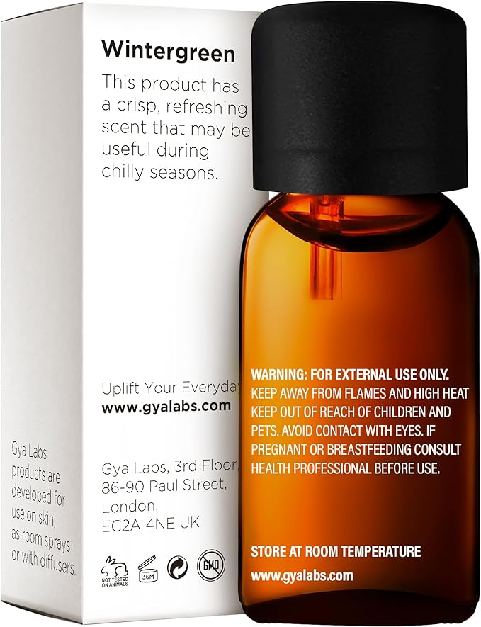 Gya Labs Wintergreen Essential Oil - 0.34 Fl Oz - for Hair, Skin, Diffuser, Aromatherapy & DIY Candle Making Scent