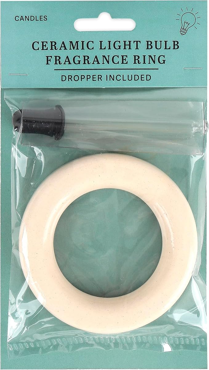 Ceramic Lightbulb Fragrance Ring and Dropper, 4 x 1/2 Inches | Aromatherapy Diffuser, Essential Oils Diffuser