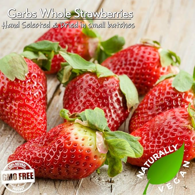 Gerbs Summer Sweet Strawberries 2 lbs. | Dehydrated, Unsulfured, Resealable Bag | Naturally Sweet & Tart | Top 14 Allergen-Free
