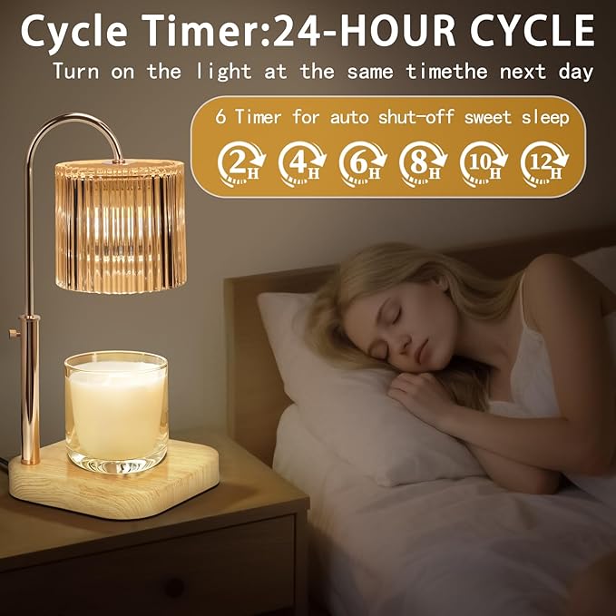 Candle Lamp Warmer with Timer,Candle Melter,Mothers Day Gifts for Daughter, Birthday Gifts for Women,20 Gears Rotary Dimming with 2 Bulbs