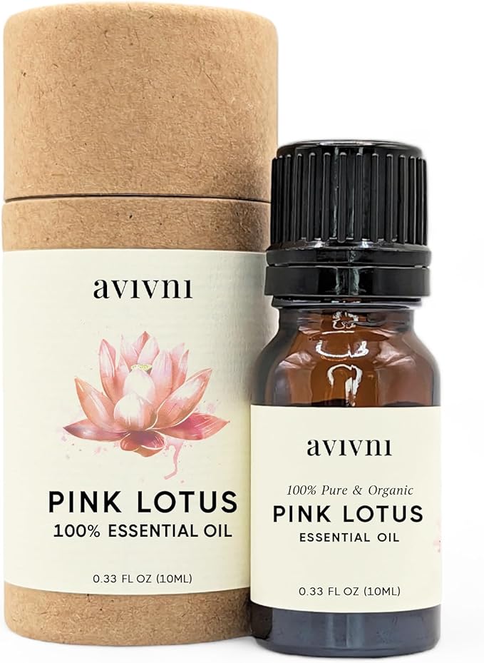 Avivni Pink Lotus Essential Oil - 100% Pure & Natural, Undiluted for Aromatherapy, Skin, Hair, Diffuser (0.33oz - 10ml)