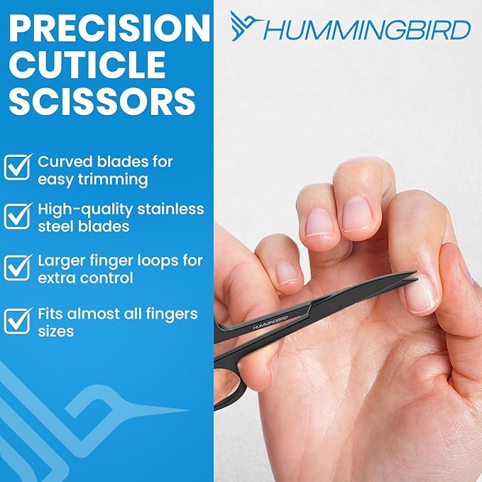 HUMMINGBIRD Manicure Kit for Men, 7 Piece Stainless Steel Mens Nail Grooming Kit with Travel Case, Includes Mens Nail Clippers Set, Nail File, Slant Tip Tweezers, Cuticle Scissors, Nail Care Tools