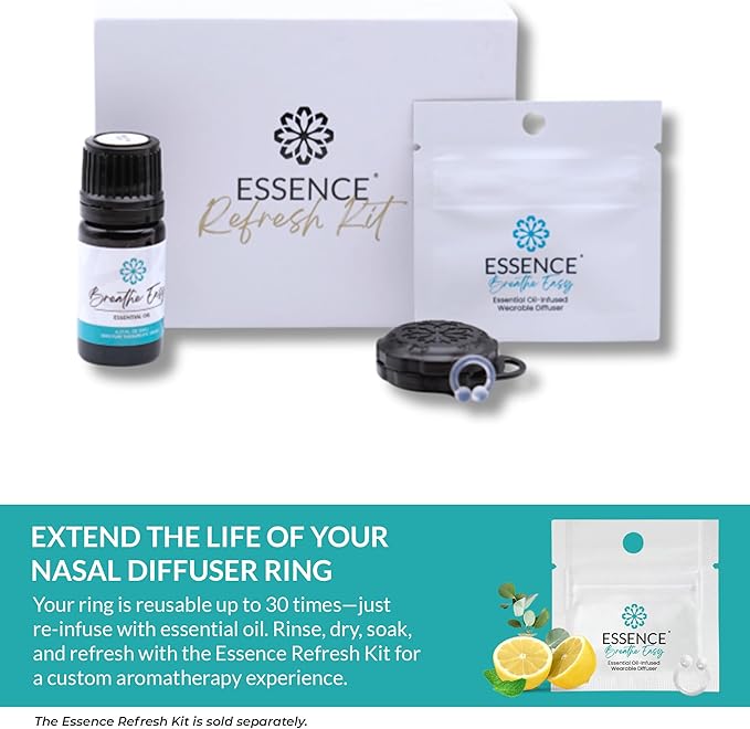Essence Wearable Aromatherapy Nasal Diffuser – Breathe Easy Essential Oil Nose Ring – Personal Scent Clip for Travel, Work & Everyday Use – Made in USA (3 Pack)