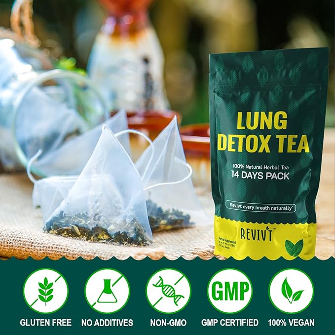 REVIVT Lung & Liver Detox Tea Kit | 2-in-1 Herbal Tea Set, 14 Bags Each for Respiratory & Liver Health, Daily Wellness Support