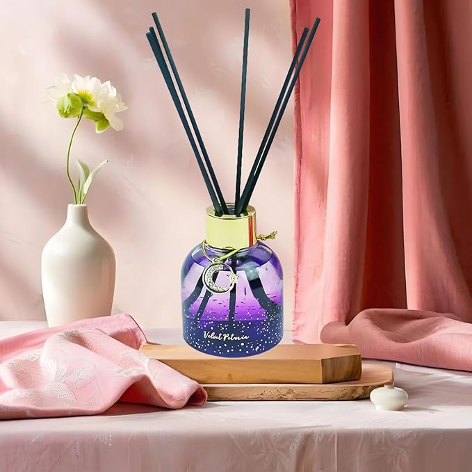 Reed Diffuser Set, Pretty Valley Home Diffuser 80Ml / 2.7 fl OZ Gift Box - Includes Reed Diffuser Sticks, Long Lasting Fragrance Oil and Glass Bottle for Office Living Room Decor (Velvet Petunia)