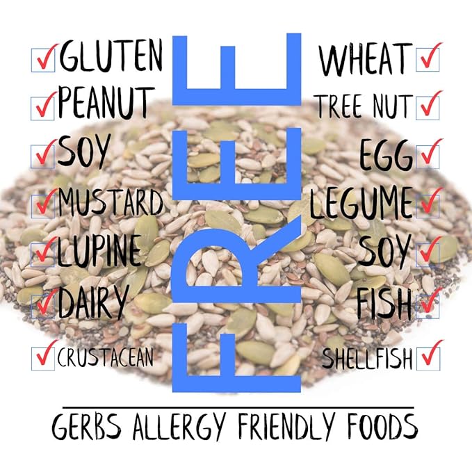 GERBS Super 5 Seed Snack Mix 4 LBS. Premium Grade | Top 14 Food Allergy Free | Resealable Bulk Bag | Made in USA | Raw Pumpkin Sunflower Chia Hemp Flax Seed Trail Mix | Gluten Peanut Tree Nut Free