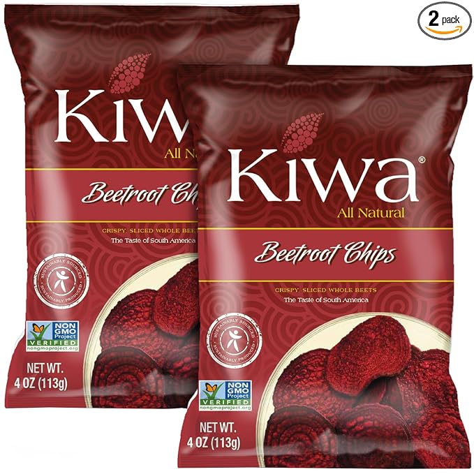 KIWA Beet Chips - Healthy Veggie Snacks - Vegetable Snacks for Kids & Adults - Deliciously Crunchy Kettle-Cooked Chips - Gluten-Free & Non-GMO (2 Individual Snacks Pack)