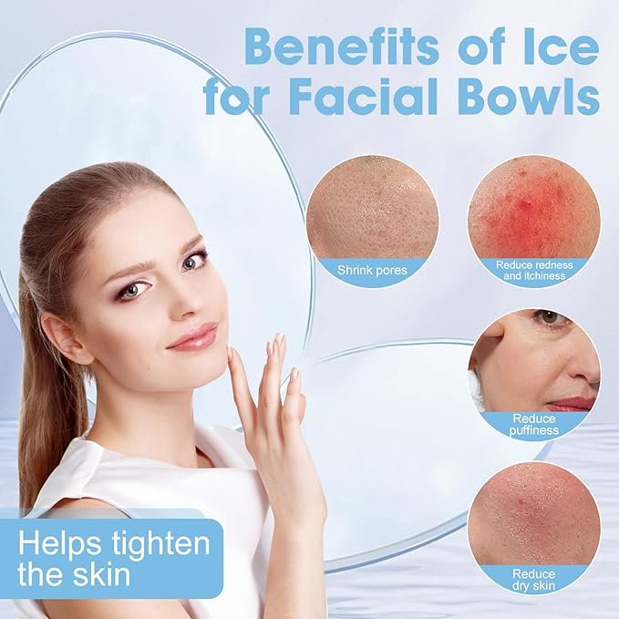 Face Bowl for Ice Silicone Facial Bowls with Built - in Tray Foldable Washbasin for Face Tub Plunge & Cold Plunge Quick Skin Cooling in Ice Baths -Bath Spa Tool for Home Camping Travel & Blue