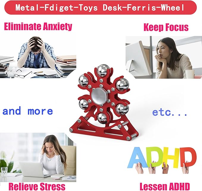 Desk-Fidget-Toys for Ferris-Wheels-Spinner: 4mins Kinetic-Metal-Spinner, Cool-Gadgets-Stuff for Kid Children Teen Adult EDC-Toy, ADHD Tools Stress Relief for Office Home School Men Woman Christmas