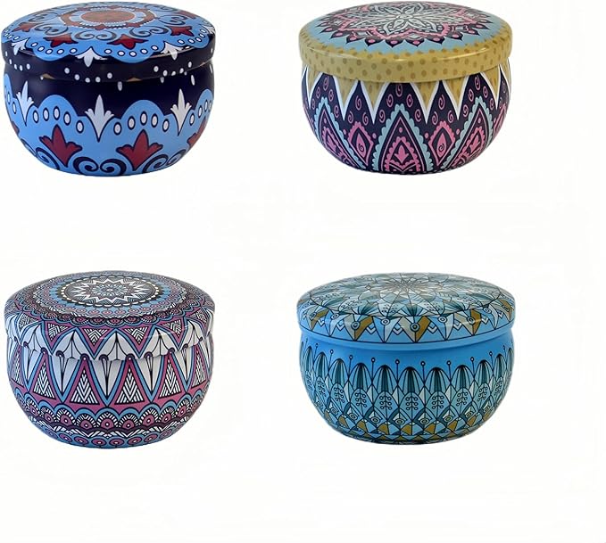 ELEGANTZ Scented Candles Gift Set – 4 Assorted Travel Tin Candles with Flower Petals, Rich Fragrance for Aromatherapy, Home Decor – Perfect for Housewarming, Birthdays, Spa, Bath, Meditation