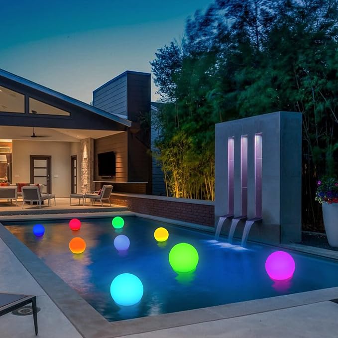 8-Inch Rechargeable LED Orb Light – 16 Color Glow Sphere, 4 Modes, Waterproof Ambient Lighting Ball, Glowing Orb for Indoor, Outdoor, Pool, Room, and Patio Decor