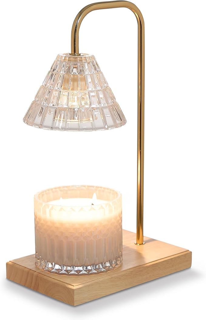 Sheffield Home Glass Candle Warmer Lamp – Elegant Candle Warmer for Long-Lasting Fragrance, Sleek Design, 12x8, Natural Cone Shaped New
