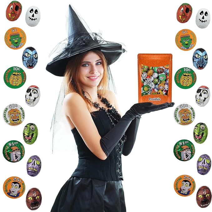 Fruidles Halloween Tricky Treat Master Bag, Trick-Or-Treat Party Bag Fillers, Individually Wrapped in Design Foils, Kosher Certified (2 Pounds) - Multicolor