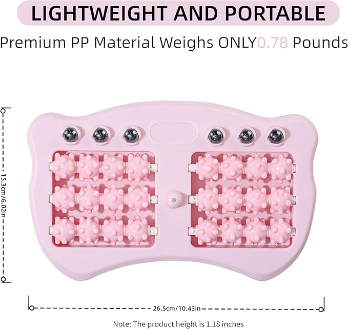 Foot Massage Roller, Portable Reflexology Massager for Relieve Pain from Plantar Fasciitis and Improved Circulation,Three Massage Techniques for Relax Muscles suitable for Home Office Use (pink)