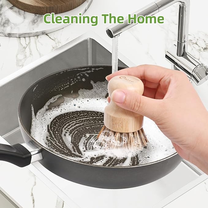 6 Pack Kitchen Scrub Brush for Dishes - Hard Bristle, Natural Dish Scrubber Brush Environmental Protection and Durable, Kitchen Scrubbers for Dishes, Pots, Pans, Grills and Stoves