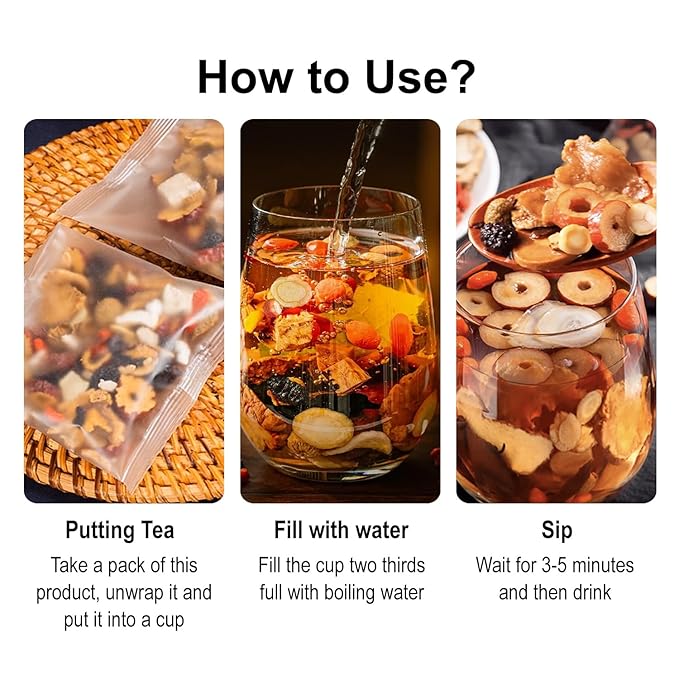 Kidney Tea Ginseng Ten Treasure Tea, Ginseng Five Treasure Red Date Wolfberry Chinese Herbal Tea, Zhu Gen Wu Bao Cha, Kidney Cleansing for Men & Women (20 bags/2Boxes)