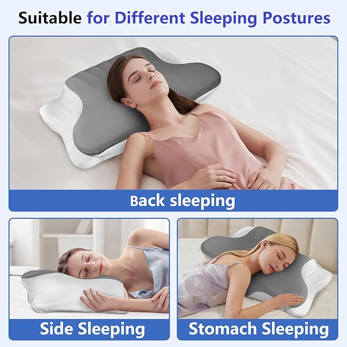 Cervical Pillow for Relieving Neck Pain, Ergonomic Sleep Cervical Pillow, Memory Foam Pillow with Cooling Breathable Pillowcase, Bed Pillow for Side Back Stomach Sleepers