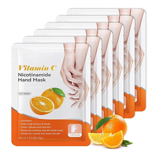 6 Pairs Hand Masks Moisturizing Gloves, Hydrating Hand Mask Moisturizer Gloves Care for Dry Cracked Hands, Smooth Long Lasting Soft Firming Hand Mask Gift Set for Men Women（E