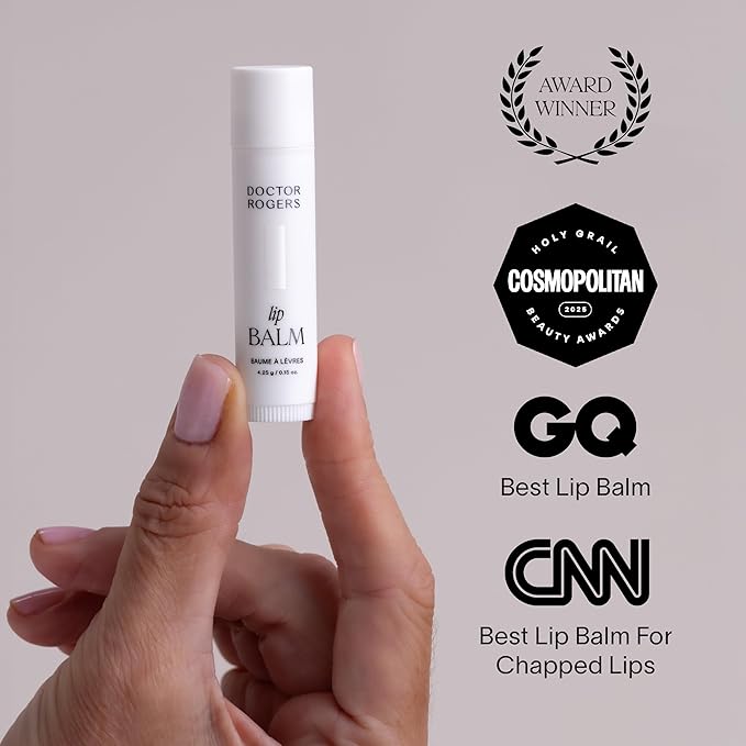Doctor Rogers Lip Balm. Hydrating & Softening Lip Moisturizer for Very Dry Lips, Natural & Hypoallergenic, 0.15 Ounce (4.25 g) Tube