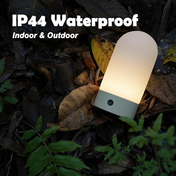 Battery Operated Shower Lamp Waterproof, Small Portable Cordless Table Lamp Rechargeable, Touch Dimmable Mood Light for Home/Patio/Dining/Outdoor (White)