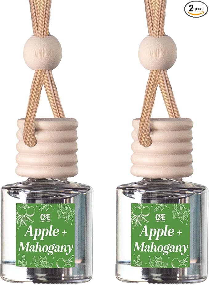 CANDECraftCo Car Air Hanging Fragrance Oil, Car Auto Freshener for Essential Oils, Scents Fragrance Aromatherapy Automobile Diffuser, Long Lasting (Apple + Mahogany)