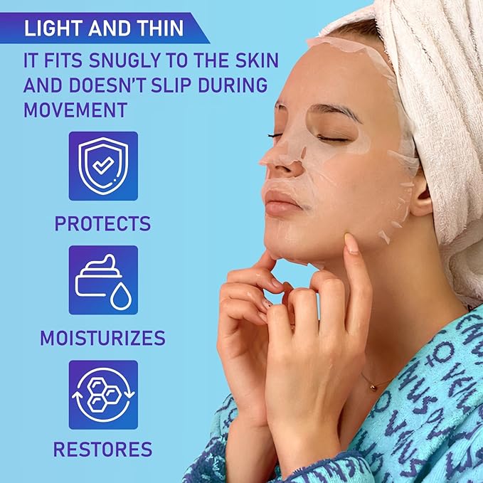 Face Masks Skincare - Cloth Sheet Face Mask With Hyaluronic Acid for Women, Moisturizing & Deep Hydration, Lightweight Non-Slip Design, Suitable for All Skin Types