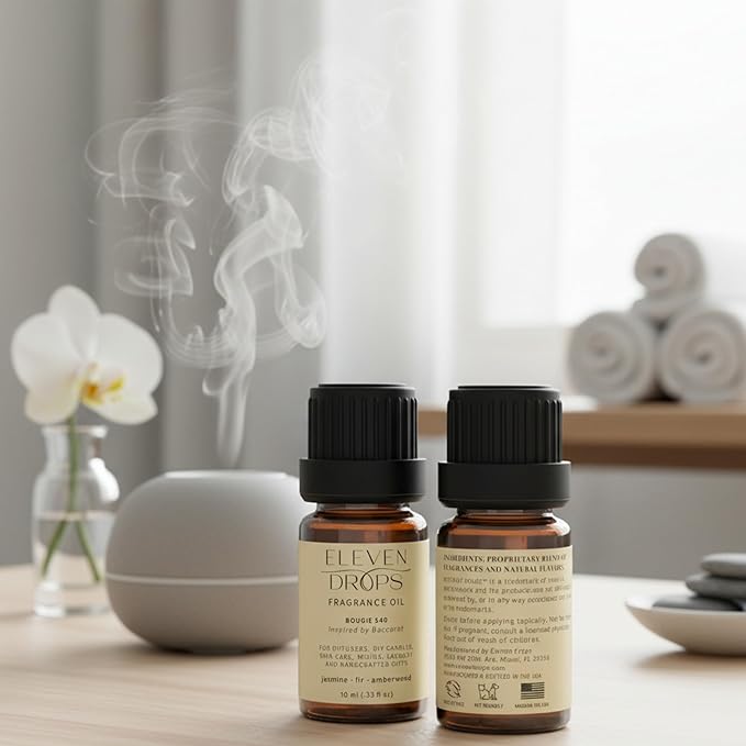 Bougie 540 Diffuser Oil – Premium Fragrance Oil with Radiant Amber & Jasmine Notes – Elegant Aroma for Cold Air Diffusers, Home, Office, Candle Making, Pet Friendly, 10ml Glass Bottle