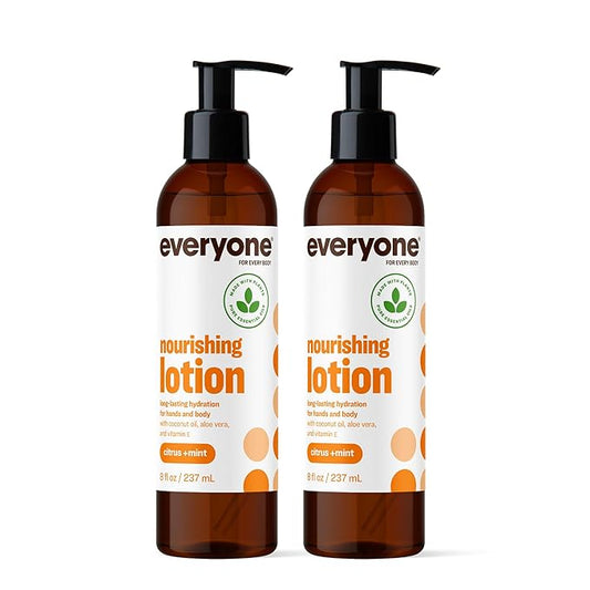 Everyone 2-in-1 Lotion for Hands/Body, 8 ounce (Pack of 2) Citrus and Mint made with Essential Oils for Men and Women