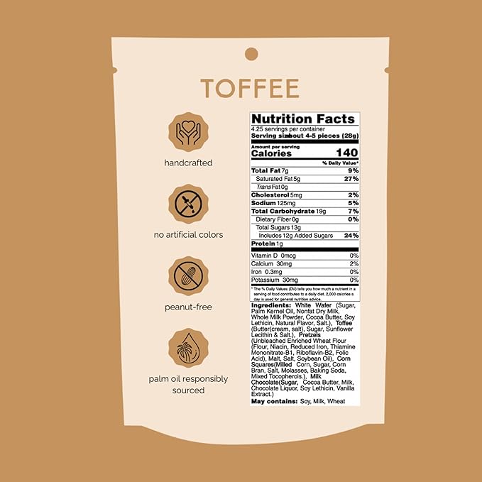 Chunk Nibbles Toffee Snack Clusters - Buttery Milk Chocolate Toffee with Pretzels & Corn Squares - Award-Winning Gourmet Treat, Small Batch, Handcrafted - 4.25oz Resealable Pouch (3 Pack)