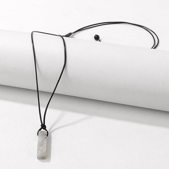 Crystal Necklaces for Women Gemstone Pendant Necklace Adjustable Handmade Black Rope Natural Stone Spiritual Necklace Energy Crystals and Healing Stones Necklace for Men