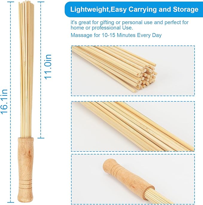 Bamboo Massage Stick for Back,Massage Roller Sticks,Bamboo Therapy Massage Body Tools for Relaxing Muscles (1)