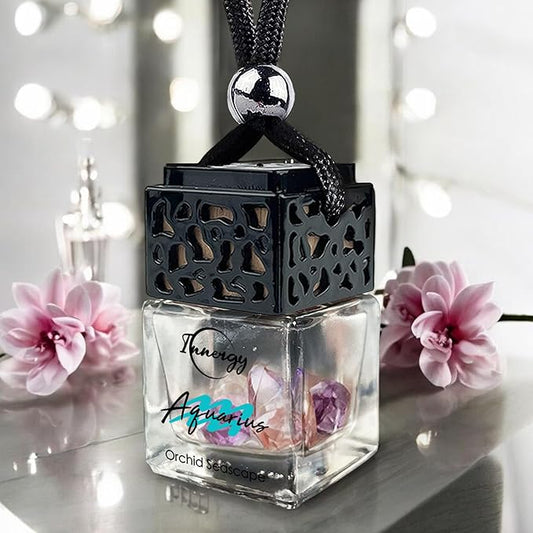 Innergy Aquarius Crystal Infused Car Air Freshener - Portable 8 ml. Hanging Essential Oil Diffuser for Vehicle, Long-Lasting Fragrance, Eco-Friendly Design, Freshness On The Go!