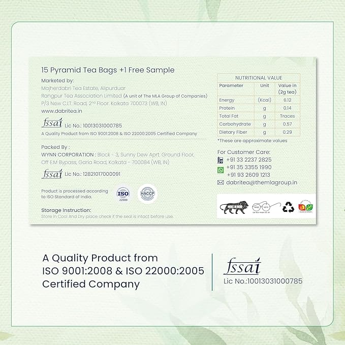 Dabri Sleep Easy Wellness Tea Bags 16 pyramid Tea bags | Rich Blend of Antioxidants Properties | Natural ingredients | Tulsi Herbal Tea (16 pyramid bags)