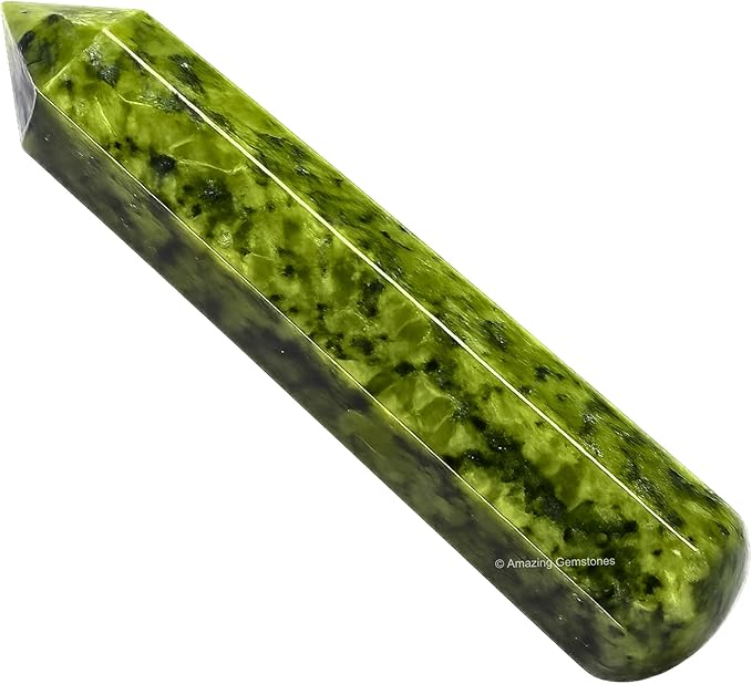 Amazing Gemstone Green Jade Crystal Wand Massage Stick - Pelvic Wand Gua Sha for Adults - Crystals and Healing Stones Massage Wands for Adults Gifts (Pointed)