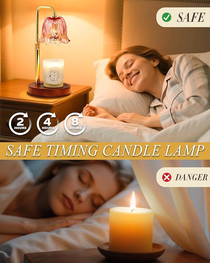 Flower Candle Warmer Lamp with Timer Dimmable,Candle Warming Lamp Height Adjustable,Candles Warmer Light for Jar Candles,Christmas Gifts for Women,House Warming Gifts New Home Decor