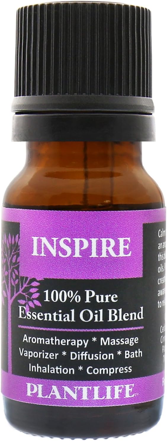 Plantlife Inspire Aromatherapy Essential Oil Blend - Straight from The Plant 100% Pure Therapeutic Grade - No Additives or Fillers - Made in California 10 ml