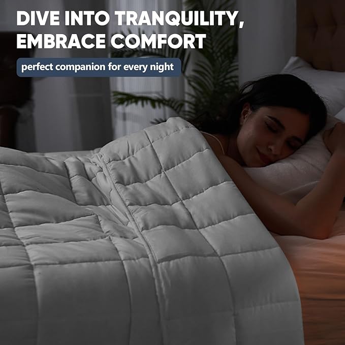 King Size Weighted Blanket for Adults (25 lbs, 80” x 87”, White) Cooling Heavy Blanket for Sleeping Perfect for 240-260 lbs, Breathable Blanket for Adults & Couple All Season, Machine Washable