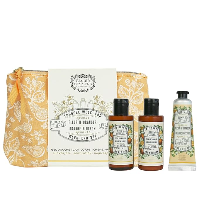 Panier des Sens - Orange Blossom Set for Women - Body Lotion + Shower Gel + Hand Cream - Christmas Gift for Her - Body Care Kit with 96% Natural Ingredients - Self Care Gifts for women